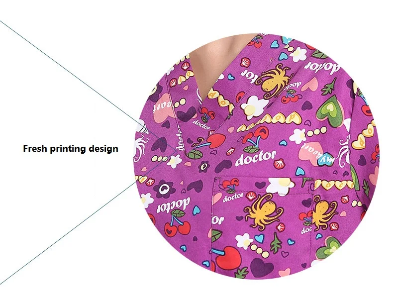 Скраб Топы корректирующие медицинские хирургические халаты хлопок печати короткий рукав операционной мочалки Pet Doctors одежда медсестер