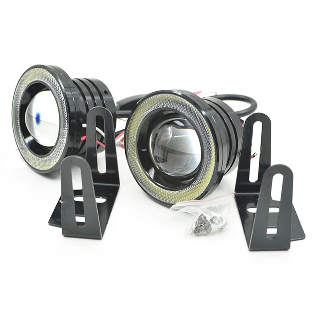 Dongzhen 2X 12V COB LED Car External Light Angel Eye Fog Light Lens Projector LED Halo Ring