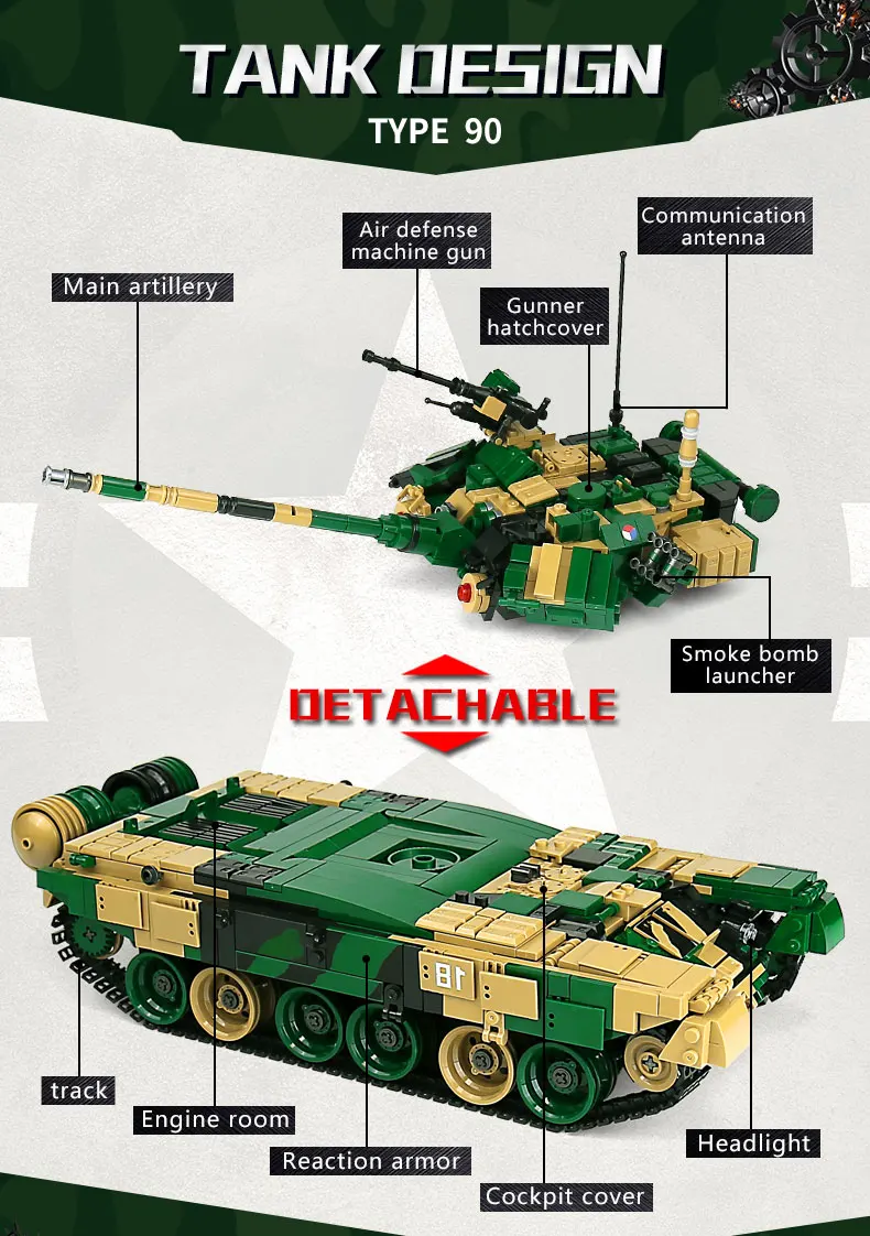632005 T-90 основной боевой танк набор строительных блоков Кирпичи собранные DIY День рождения развивающие игрушки веселые рождественские подарки 1773 шт