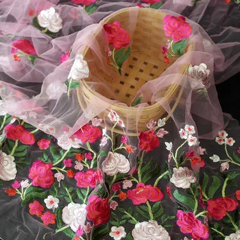 

Embroidered Floral Mesh Lace Fabric For Dress