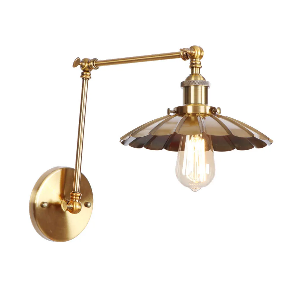 

Bronze American Village Wall Lamp E27 Bulb with lampshade Iron restaurant led wall lamp bar Bedroom wall light RWL0019