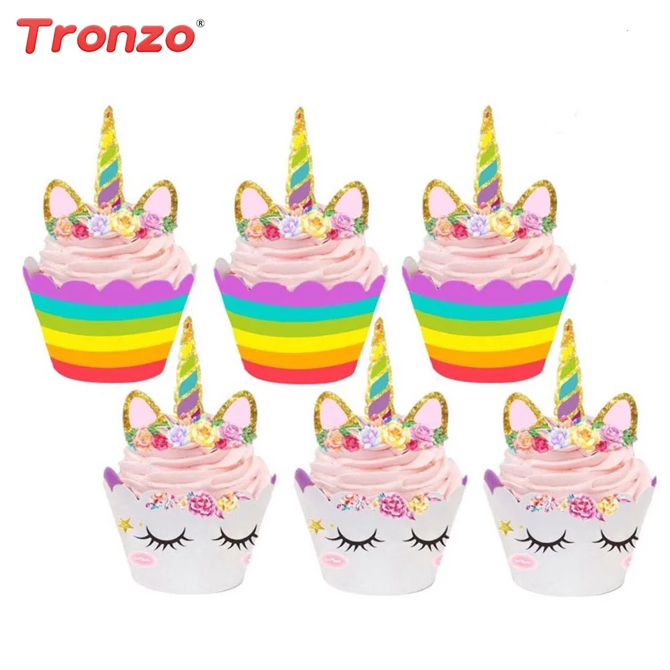 

Tronzo Unicorn Party Cake Topper Wrappers Birthday Unicorn Party Favors Cartoon Unicorn Cupcake Topper Wrappers For Baby Shower