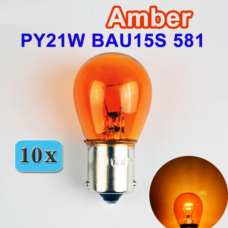 

Hippcron 10 x Amber BAU15s S25 Car Bulb 581 12V 21W Stop Lamp PY21W Stop Bulbs Auto Foglight Rear Light