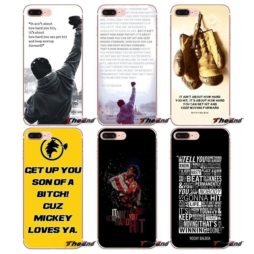 

For Sony Xperia Z Z1 Z2 Z3 Z5 compact M2 M4 M5 E3 T3 XA Aqua LG G4 G5 G3 G2 Mini Capa Rocky Balboa Motivational Words Soft Cover