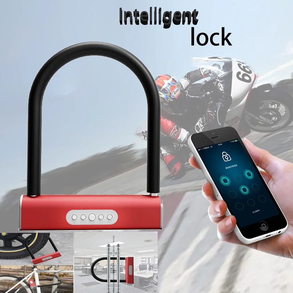 

Gacsidy Store keylesspadlock Anti Theft Bluetooth Smart Door Lock Anti Theft Waterproof U Lock for Double Glass Door