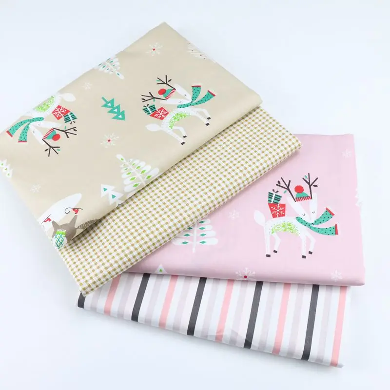 

Christmas cartoon deer 100% Cotton Fabric DIY Sewing Craft Patchwork Quilting Cushion Apparel Handwork Dress Cloth Tissus Metra