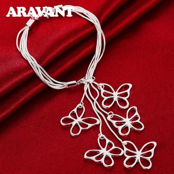 

925 Silver Romantic Butterfly Chains Bracelet Women Charm Bracelet&Bangle Jewelry Gifts
