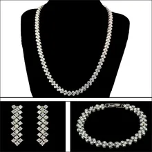 Римский стиль свадебные комплекты ювелирных изделий, маленький AAA+ циркон ожерелье комплект из браслета и серег воротник novia