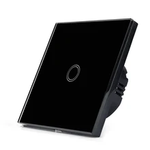 Estándar de LA UE Interruptor Táctil De Cristal 1 Gang 1 Way, Smart Home Pared Interruptor Del Tacto Blanco, Crystal Glass Tablero Conmutador, Interruptor Del Sensor táctil