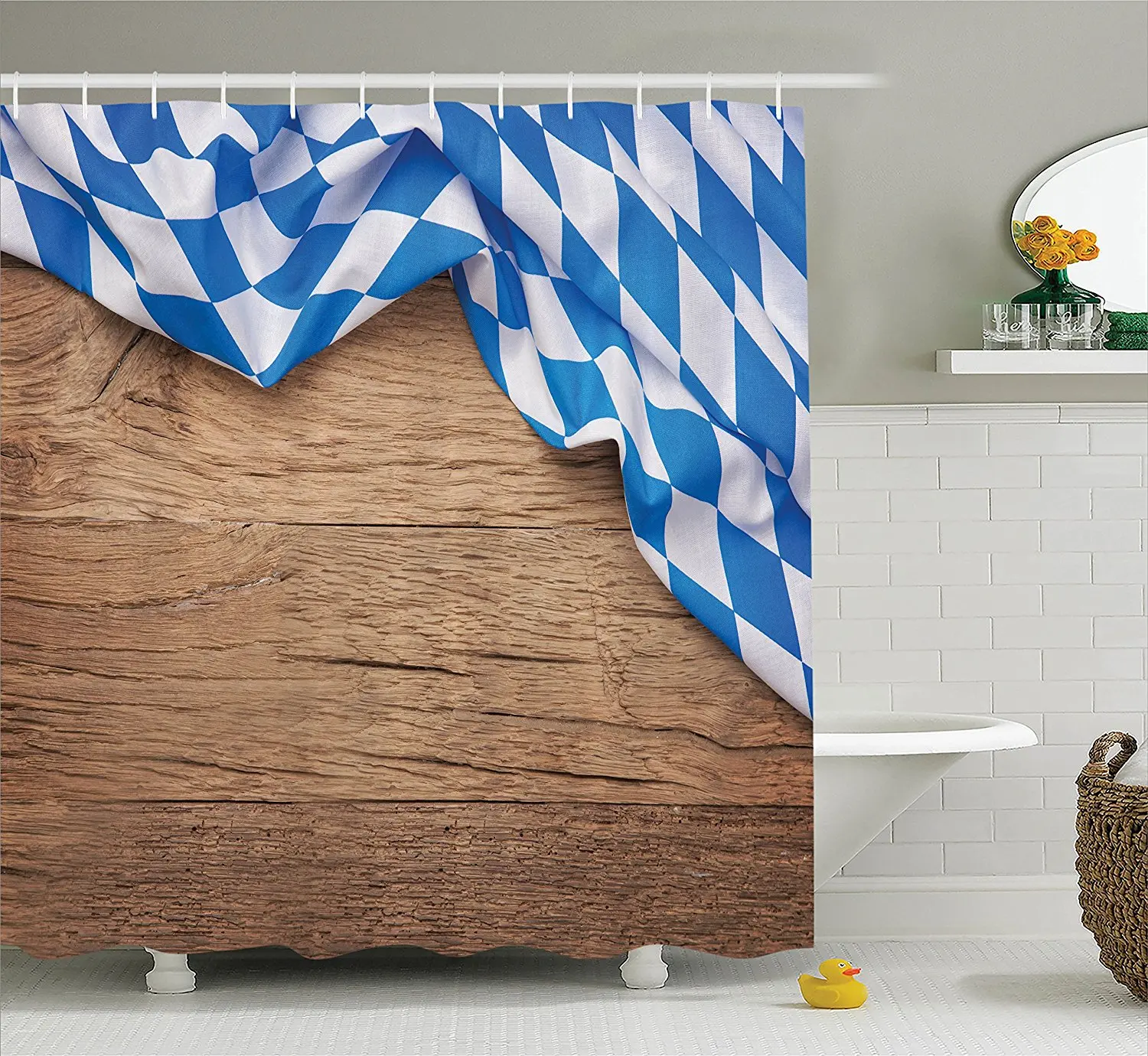 Festival Decorations Collection Oktoberfest Checkered On Wooden