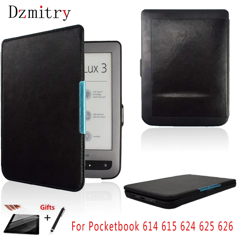 

For PocketBook 624 626 Cover Basic touch Lux 2/3 eReader pouch leather bag PB:614 615 625 ebook protection Case Shell+Film+Pen