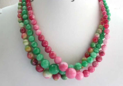 

FREE SHIPPING ddh001438 wholesale 3 pieces Natural 14mm Round Necklace