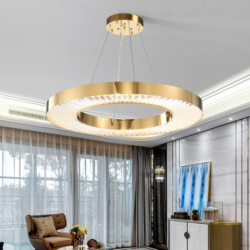 Хрустальная люстра, золотой круглый светильник для гостиной, столовой, спальни, современный светильник, Роскошный дизайнерский светодиодный светильник