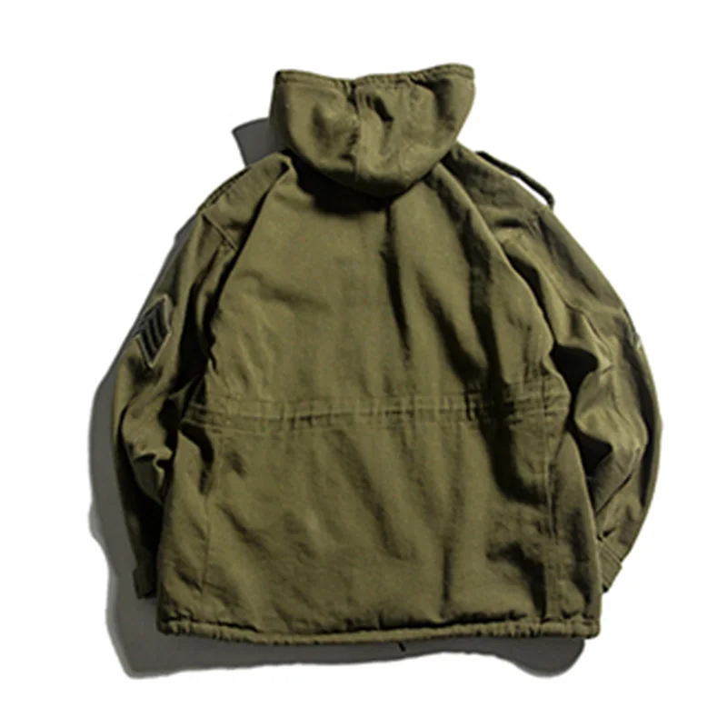 Discount TOTURN Military Casual Men Hooded Jacket Loose Fleece Coat Homme Cotton Pilot Army Jackets Khaki ArmyGreen USA Air Force Parka