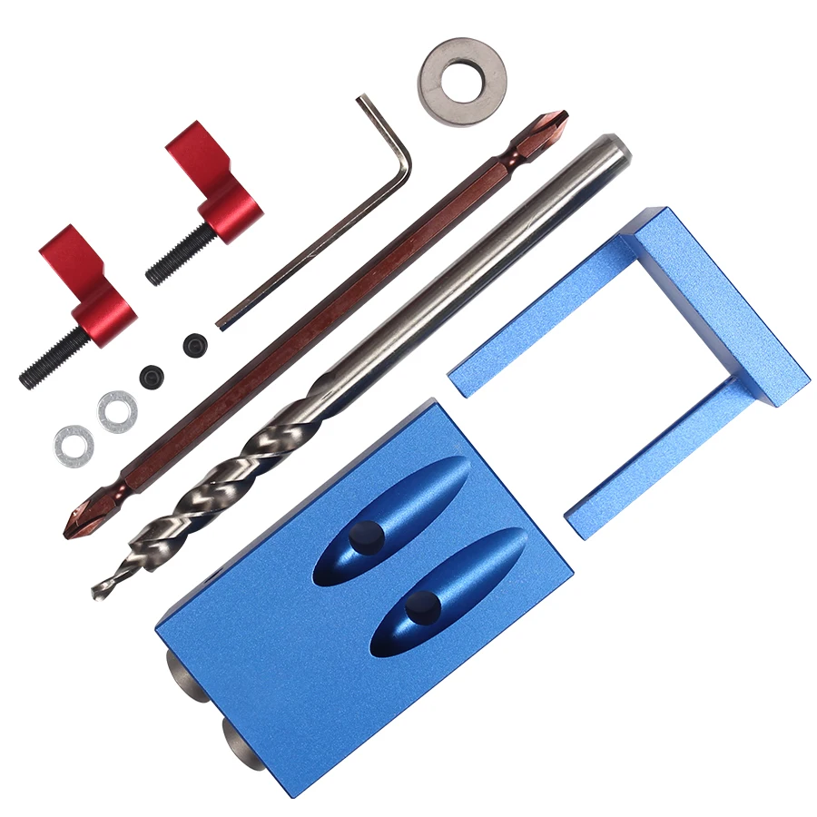 Pocket Hole Jig Kit System For Wood Working Joinery Step Drill Bit Accessories Wood Work Tool