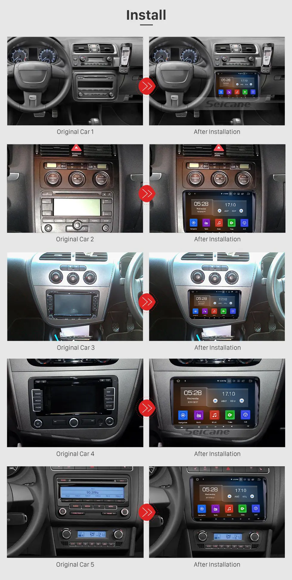 Cheap Seicane Android 9.0 9 inch Car multimedia Player GPS Navigation for VW Volkswagen Scirocco Golf Polo Passat b5 Jetta Tiguan 1