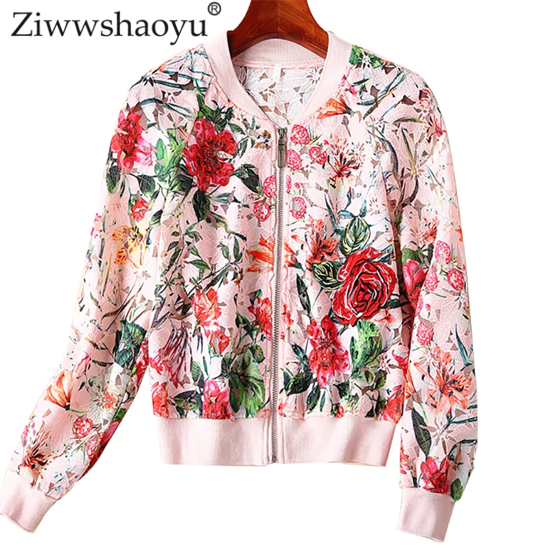 

Ziwwshaoyu Fashion Beading jacket O-Neck Embroidery Hollow Out Floral elegant Slim Short jackets Spring and summer new women