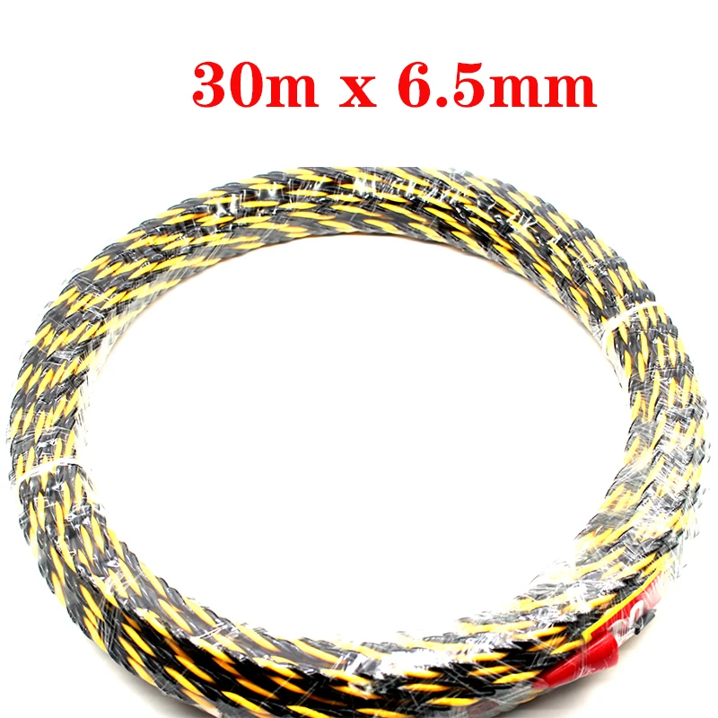 30M 6.5mm Spiral Cable Puller Conduit Snake Cable Rodder Fish Tape Wire Guide