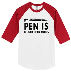 2017 футболки забавная моя ручка больше, чем ваша буква лето три четверти рукав Мужская футболка crossfit горячий топ реглан Футболка