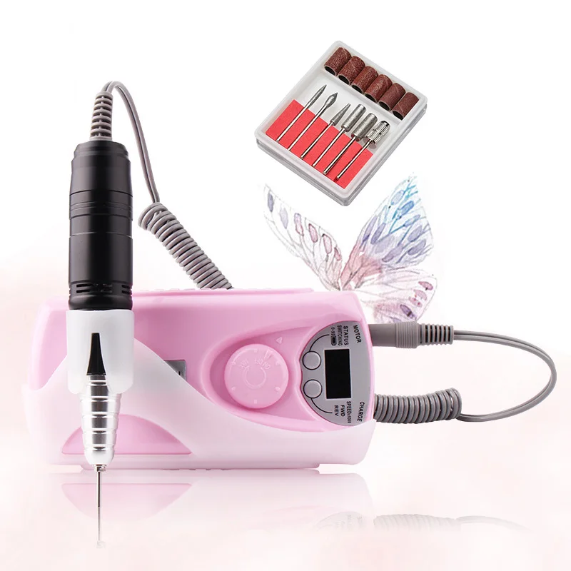 

1 Set 30000RPM Electric Nail Drill Machine 2 Way Rotate Rechargeable Nail Drill Manicure Pedicure Strong Kit 6PCS Nail Drill Bit