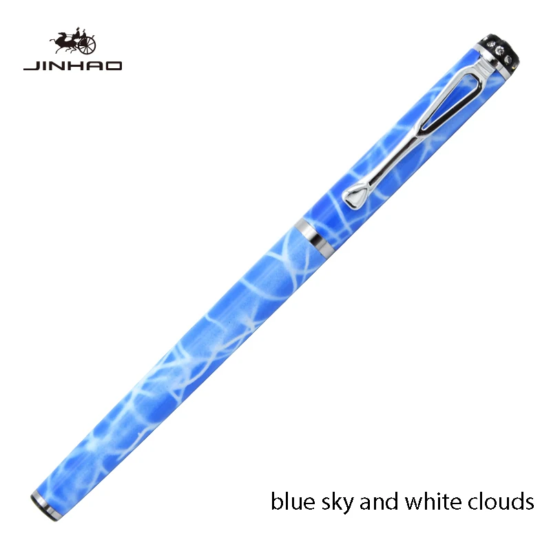 Jinhao 301 чернильная ручка супер тонкий наконечник 0,5 мм металлический роскошный шлейф каллиграфическая самопишущая ручка высокого качества Студенческая авторучка - Цвет: jinhao301 lanbaiyun