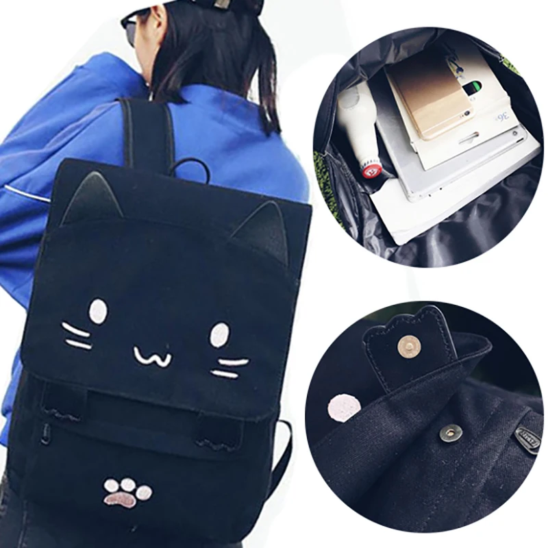Детская кошка Mochila женские сумки повседневные студенческие мультфильм вышивка