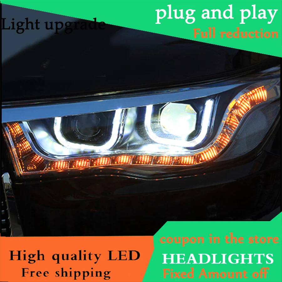 Автомобиль голове стиль лампы для Toyota Highlander фары- светодиодные фары поворотник drl H7 hid Биксеноновая объектив ближнего света