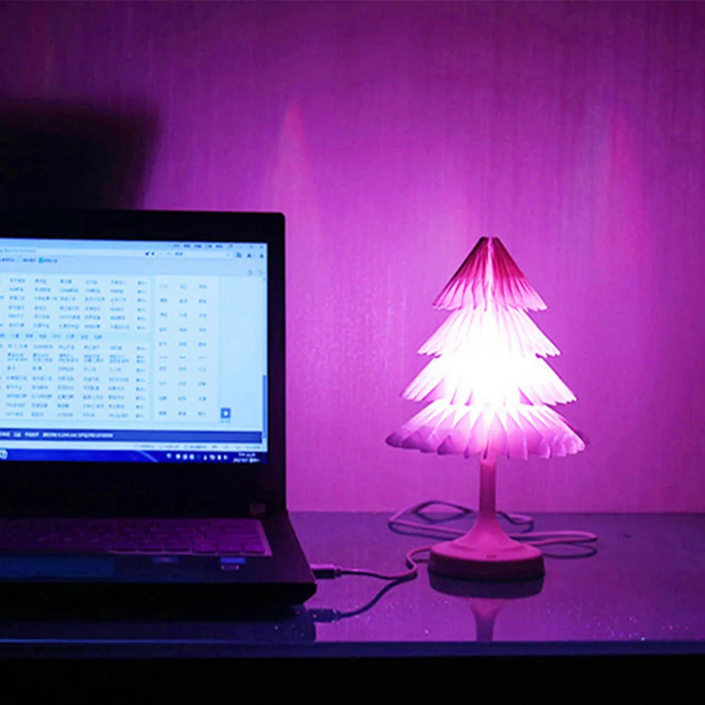 

Novelty Paper RGB Christmas Tree LED Night Light Colorful Lighting USB Charge Battery 3D Home Decor Foldable Indoor Table Gift