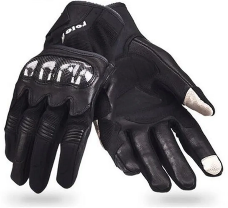 

AMU Motorcycle Gloves Genuine Cow Leather Perforated Moto Gloves Protective Gear Motocross Gloves Motorbike Riding Gloves