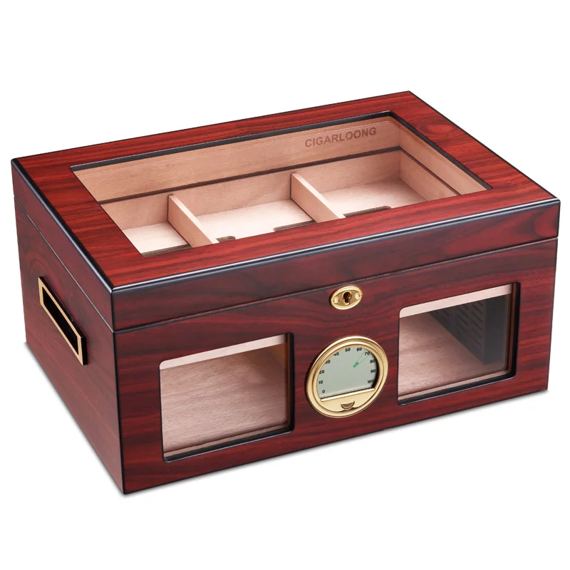 

Luxury Gift for Christmas Red Cigar Humidor Cabinet Storage Box COHIBA cedar wood humidor hygrometer humidifier HH-1902