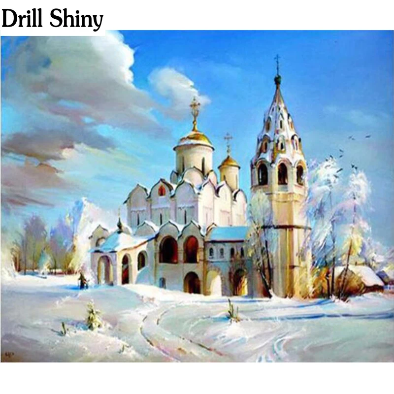 

Diy 5d Full diamond painting cross stitch of diamond embroidery the Church landscape diamond mosaic decoration gifts fc1101