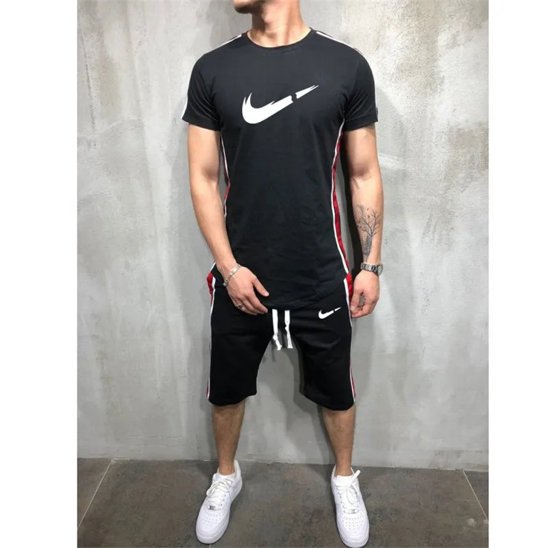 New Men's Sets T Shirts+pants men Brand clothing Two piece suit tracksuit Fashion Casual Tshirts Gyms Workout Fitness Sets