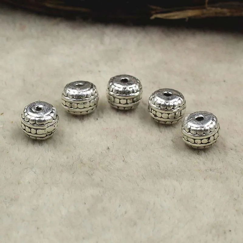 

20pcs/lot Solid Oval Tibetan Silver Loose Beads 7x5mm High Quality Handmade Charm Spacer Beads Women Men DIY Jewelry Making
