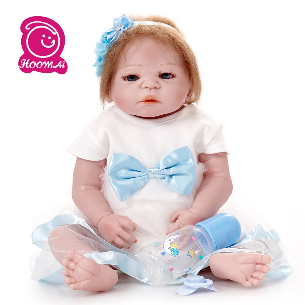 

Action Figure Toys Reborn Doll 22 Inch Realistic Silicone Real Touch Newborn Babies Toy Kids Birthday Xmas Gift Fiber Hair