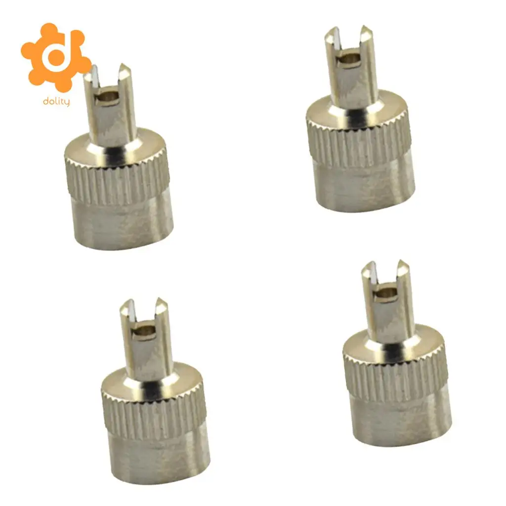 4 Pieces Motorcyle Car Slotted Head Valve Stem Caps with Core Remover Tool Set of 4 slotted caps With Valve Core Remover