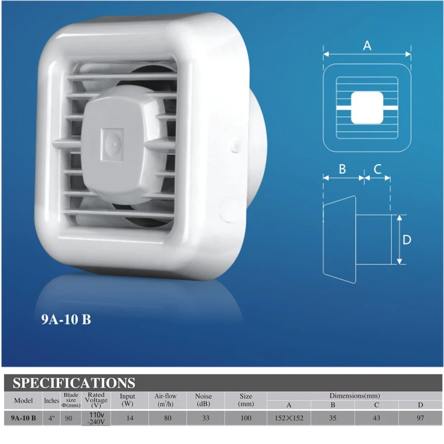 4 ''воздушный циркулятор ванная комната гараж вытяжной вентилятор; настенное крепление и потолочный вентилятор встроенный бытовой вентиляционные вентиляторы; 14 Вт