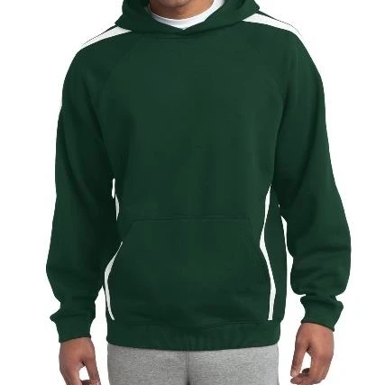 Sport-Tek ST265 Mens Sleeve Stripe Pullover Hooded Sweatshirt Forest Green & White - Extra Large (1)