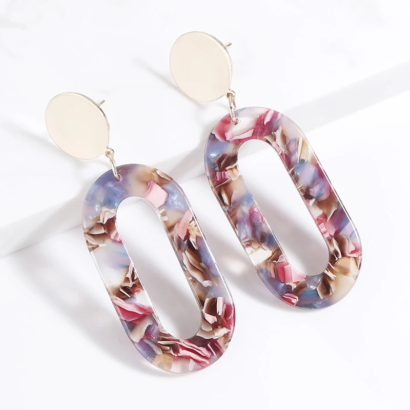 

Geometric Statement Acrylic Earring For Women Long Circle Oval Resin Boho Drop Dangle Earring Party Jewelry pendientes oorbellen
