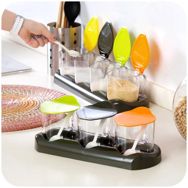 Por Kitchen Storage Set Lots Free Shipping Creative Kitchen Supplies Condiment Storage Bottle Fashion Style E Jar Three Grid