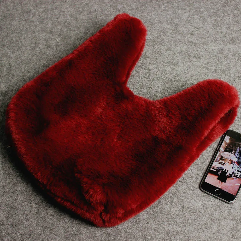 Ins/модные женские туфли зимний искусственный меховой клатч сумка элегантные женские мягкий кроличий мех сумки из натуральной кожи Хай-стрит плюшевая сумка сумки Для женщин Дорожная сумка - Цвет: wine red fur bag