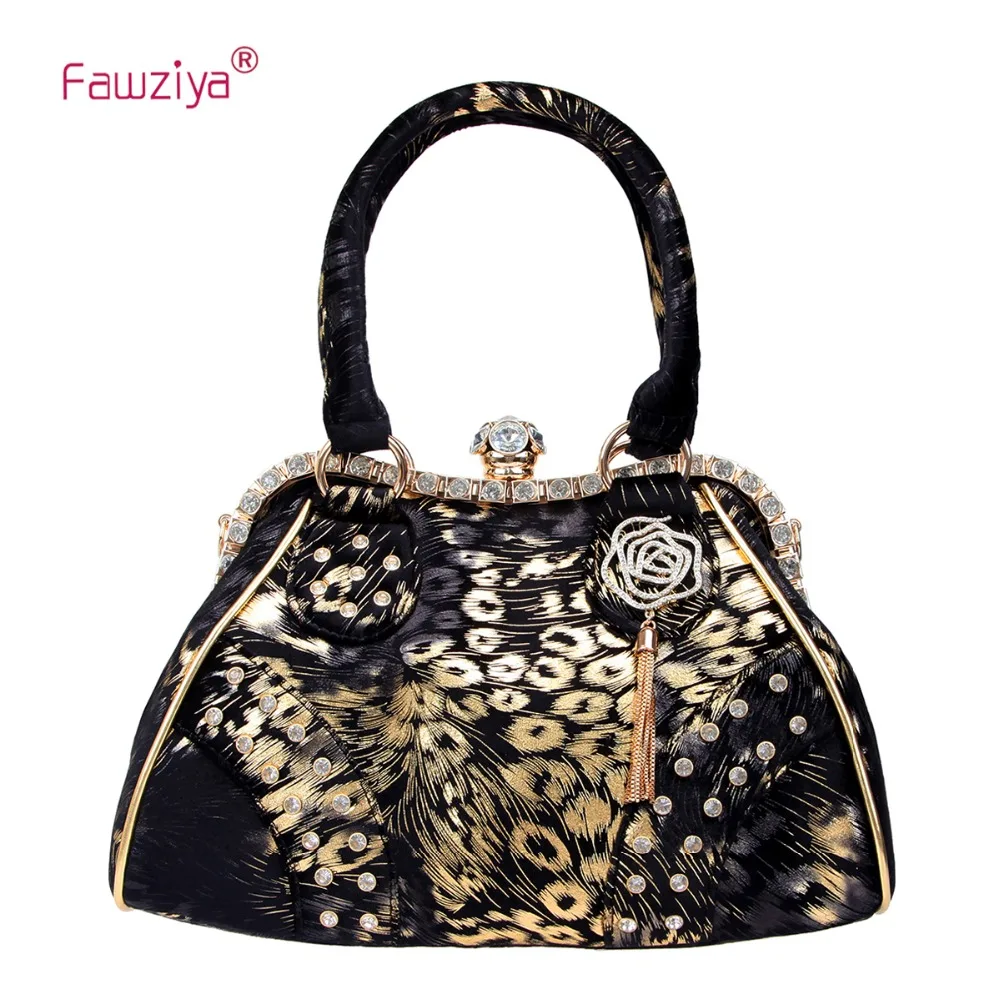 Fawziya Crystal Rose Tassel Purses Gold Feather Shoulder Bag A Generation | Багаж и сумки