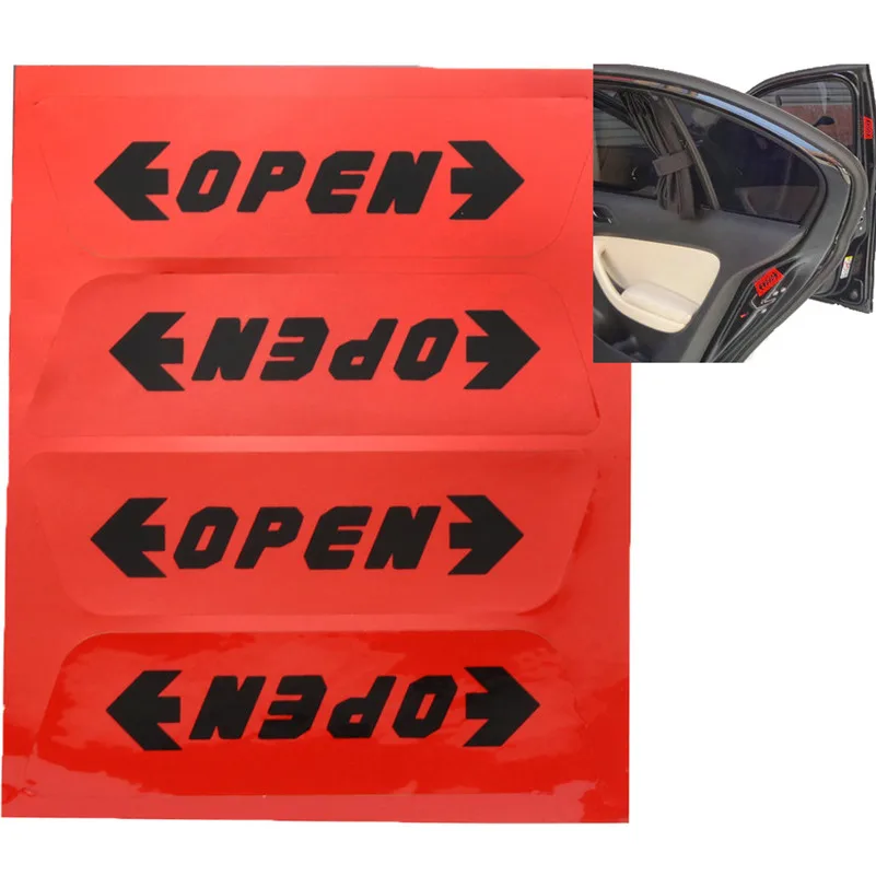 

1Set Auto Stickers Reflective Car Door Opening Warning Safety Tips Decals Body Decoration Car Accessories Decoration Vinyl #F