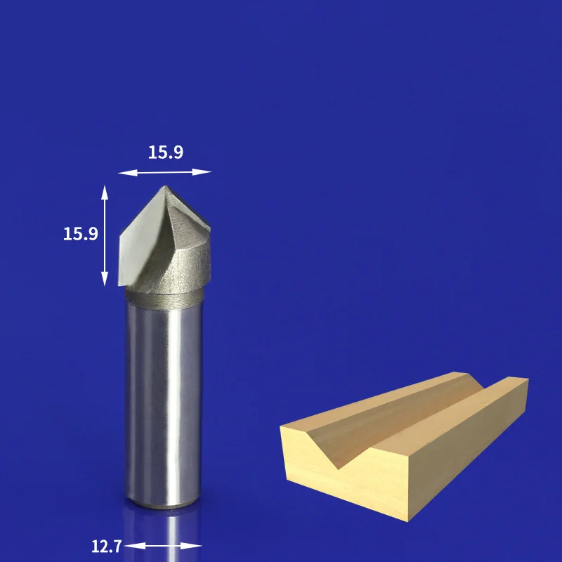 1PCS-Freeshipping CNC карбида вольфрама с покрытием Алюминий нитрид Титан, фреза по дереву, деревообрабатывающие фрезы, дерево, инструмент, 3D dc-двигатель, напряжение 90 градусов гравировка - Длина режущей кромки: 12.7mm x 15.9mm