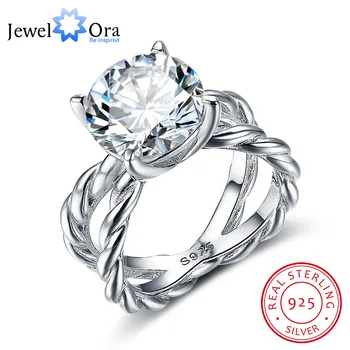 

Hemp Rope Shape 12mm 6.5 CT Hearts Arrows CZ 925 Sterling Silver Engagement Rings For Women Wedding Gift(JewelOra RI102326)