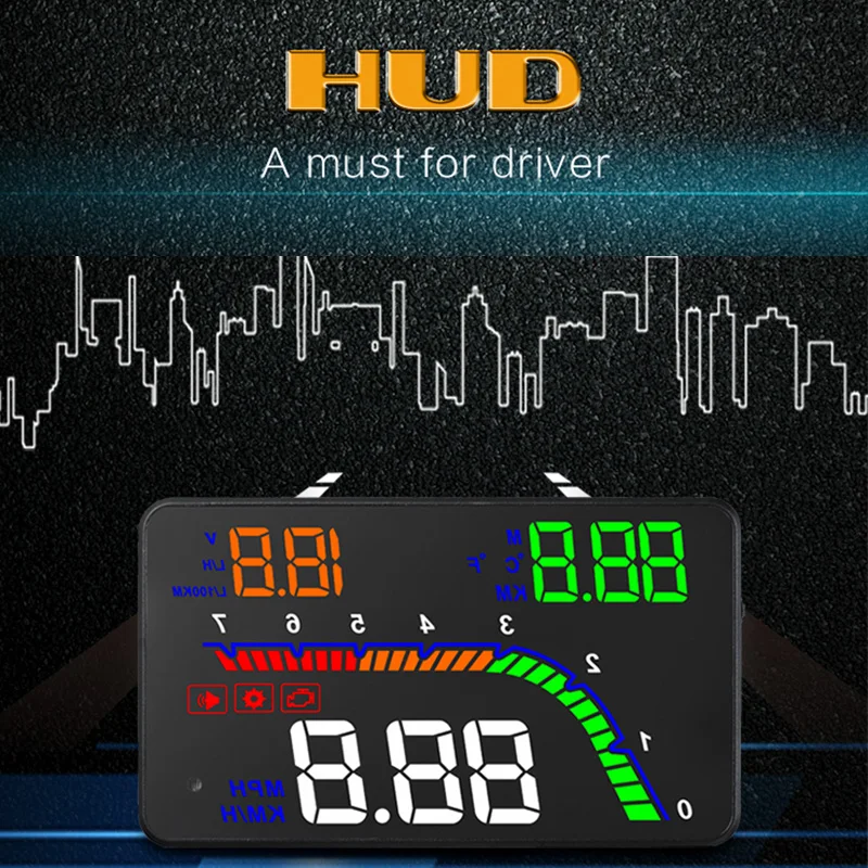 

4 inch Auto T100-OBD2-HUD Head-up Display Car Speedometer Digital Overspeed Warning