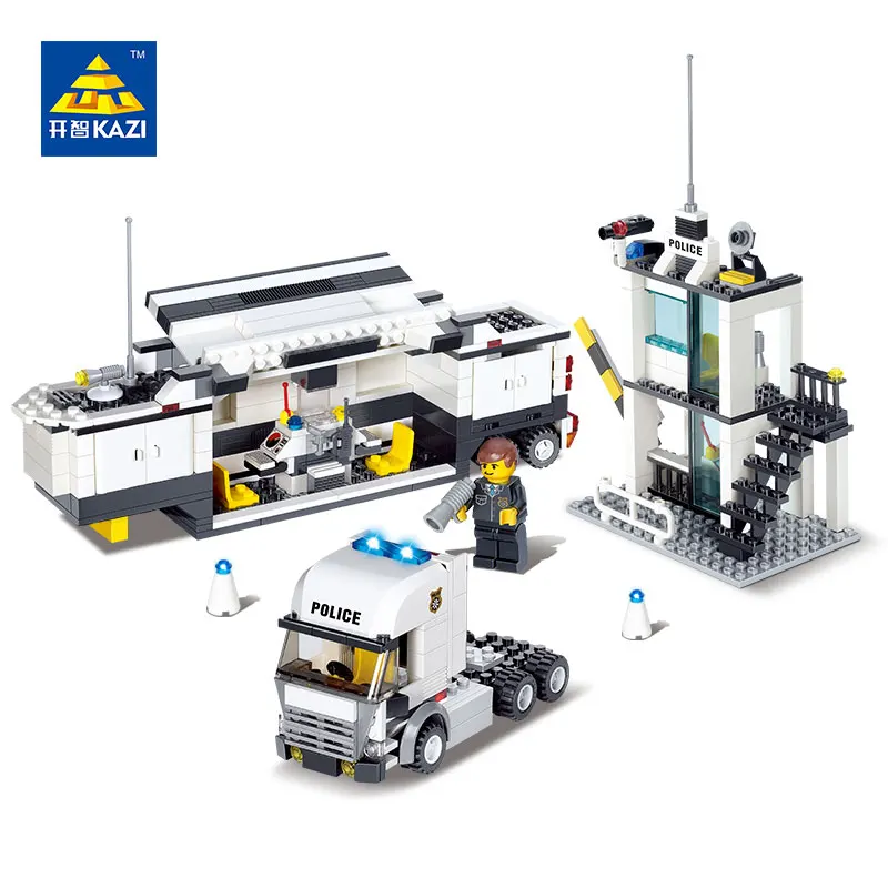 KAZI 6727 DIY игрушка Полицейский отдел вертолет строительный модуль совместимая
