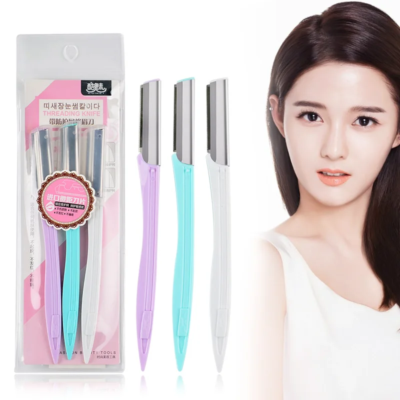 

3 pcs/Lot Mix Color Stainless Steel Eyebrow Epilator Professional Eye Makeup Tools Eyebrow Scissors