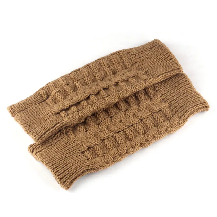 Однотонные шерстяные вязаные перчатки с короткими рукавами для женщин, зимние теплые эластичные гетры без пальцев