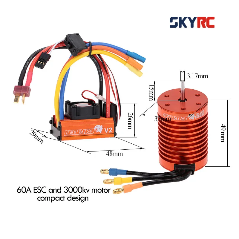 Superar Hobby Skyrc 13 T 3000kv Motor Sin Escobillas Y 60a Brushless Esc Con 5 V 2a Bec Card Program Combo Set Para 1 10 Rc Coche 60a Brushless Esc 3000kv Brushless Motorbrushless Esc