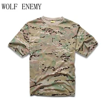 Летняя мужская камуфляжная футболка для охоты, дышащая армейская тактическая Боевая футболка, военная сухая Спортивная камуфляжная уличная футболка для кемпинга
